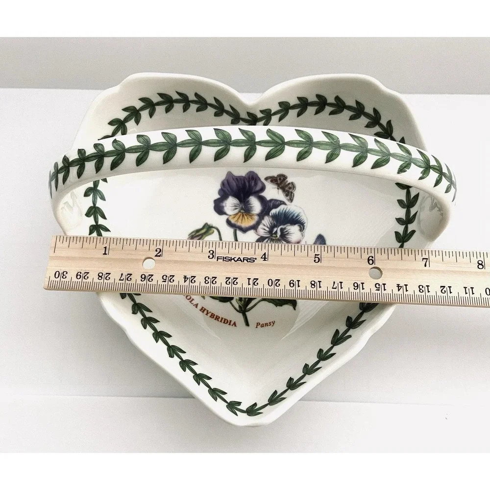 Portmeirion Botanic Garden Serving Dish Scalloped Basket Pansy Heart Shaped